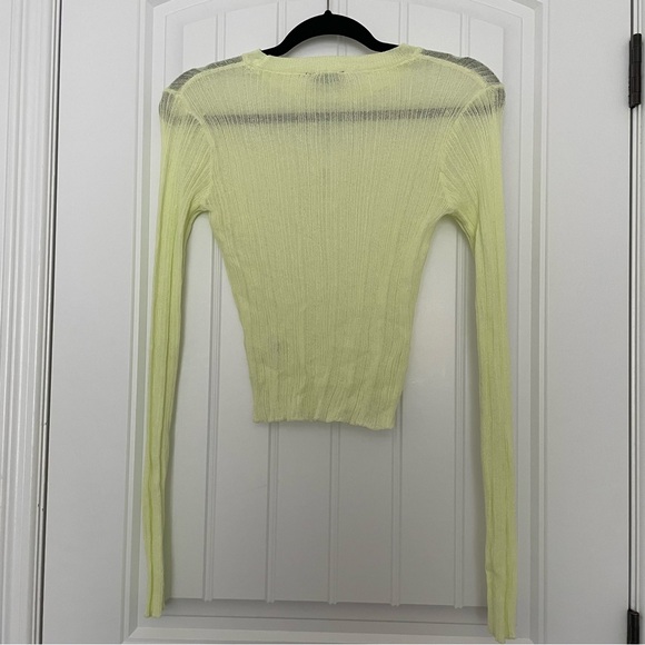Dynamite Light Yellow Sheer Long Sleeve Sweater Top Size Small - Picture 3 of 7